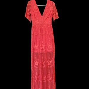 Soieblu Orange Flutter Sleeve Maxi Dress